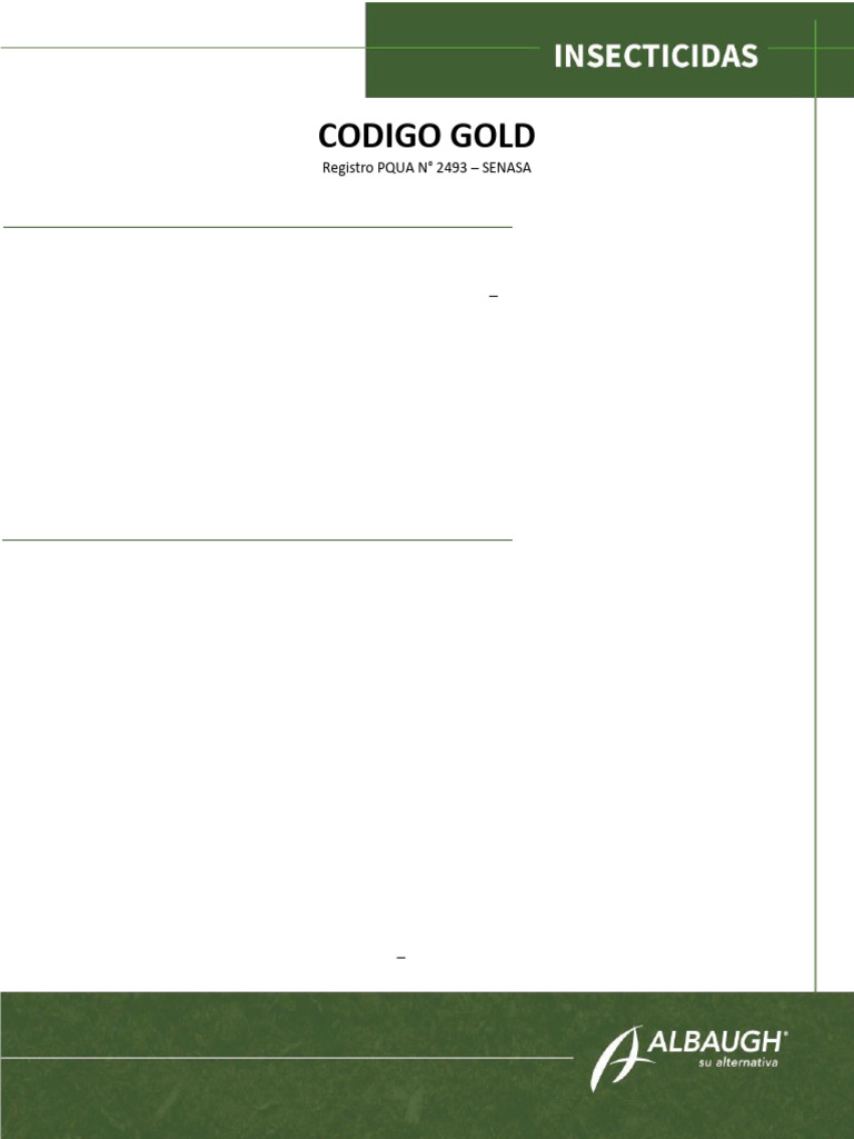 Ficha Técnica Insecticida Código Gold | PDF | Acetilcolina | Agua