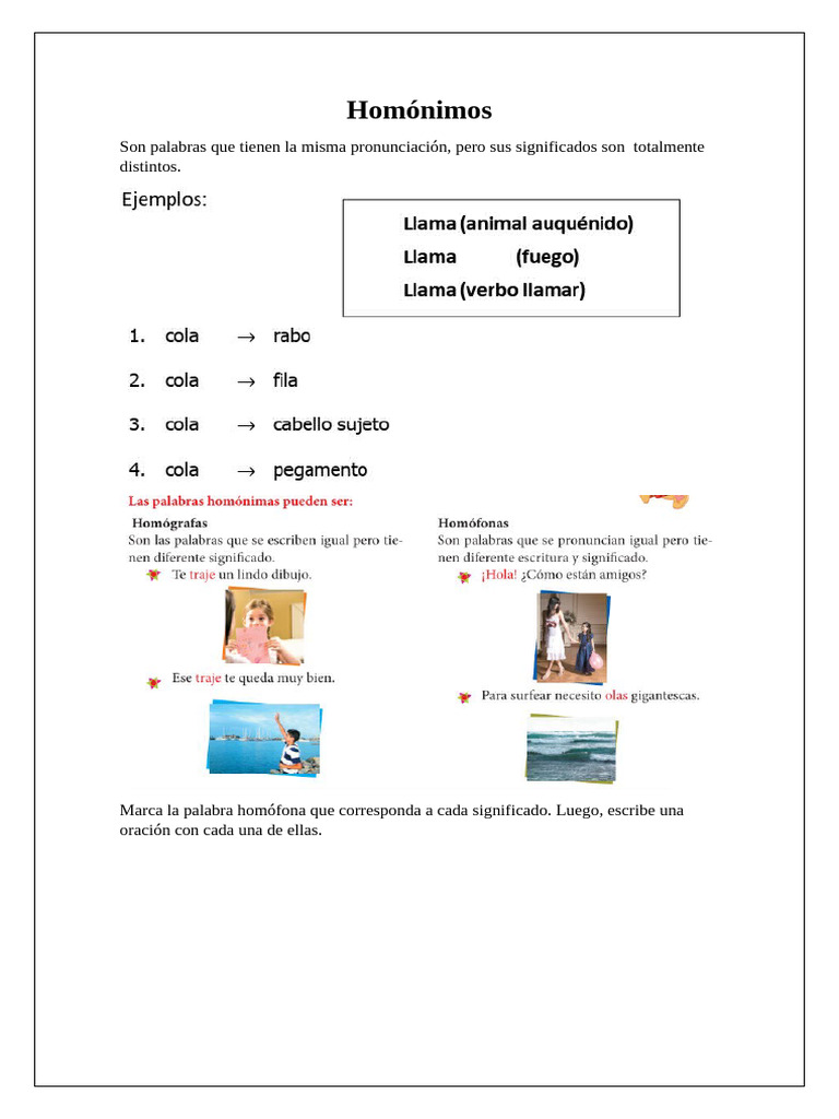 Homónimos: Definición y Ejemplos | PDF