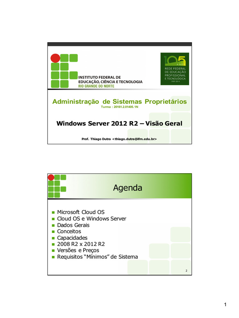 01 - Windows Server 2012 R2 - Visao Geral - 2016.1 | PDF | Computação ...