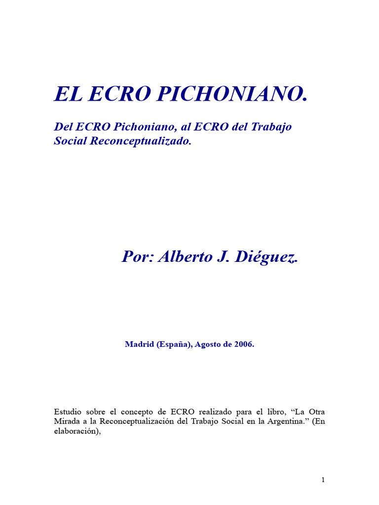 ECRO Pichoniano en Trabajo Social | PDF | Trabajo Social | Sicología