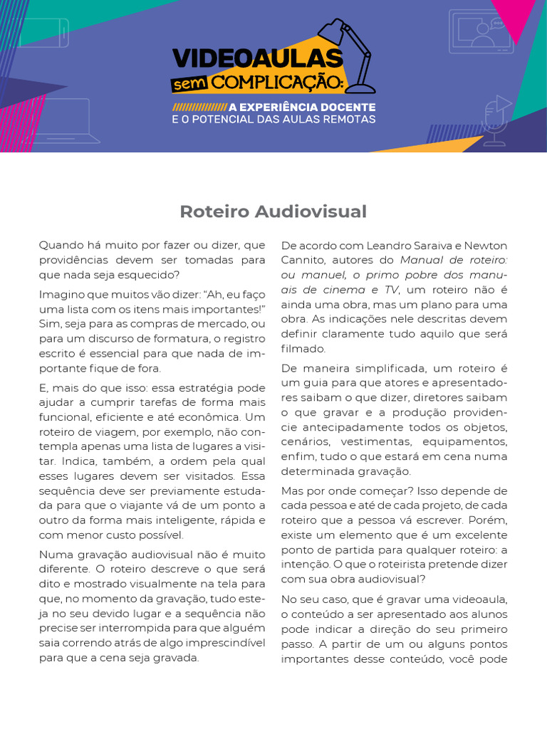Guia Prático para Roteiro Audiovisual | PDF | Roteiro | Imagem