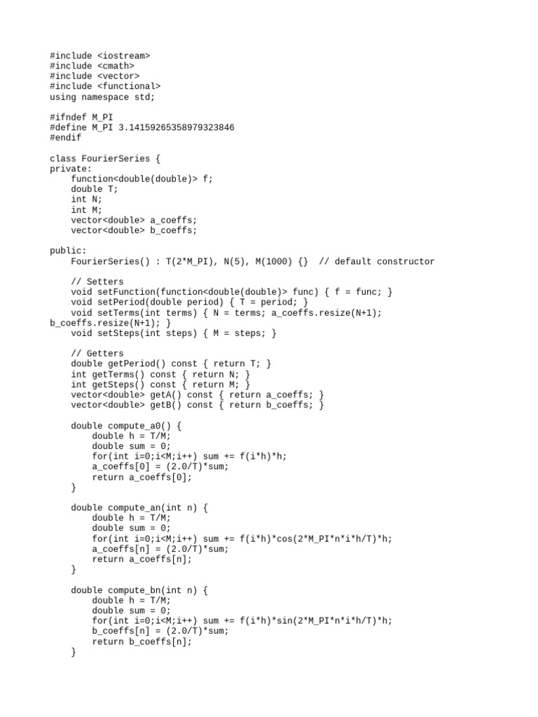 Fourier Series Calculator in C++ | PDF | Computer Programming ...