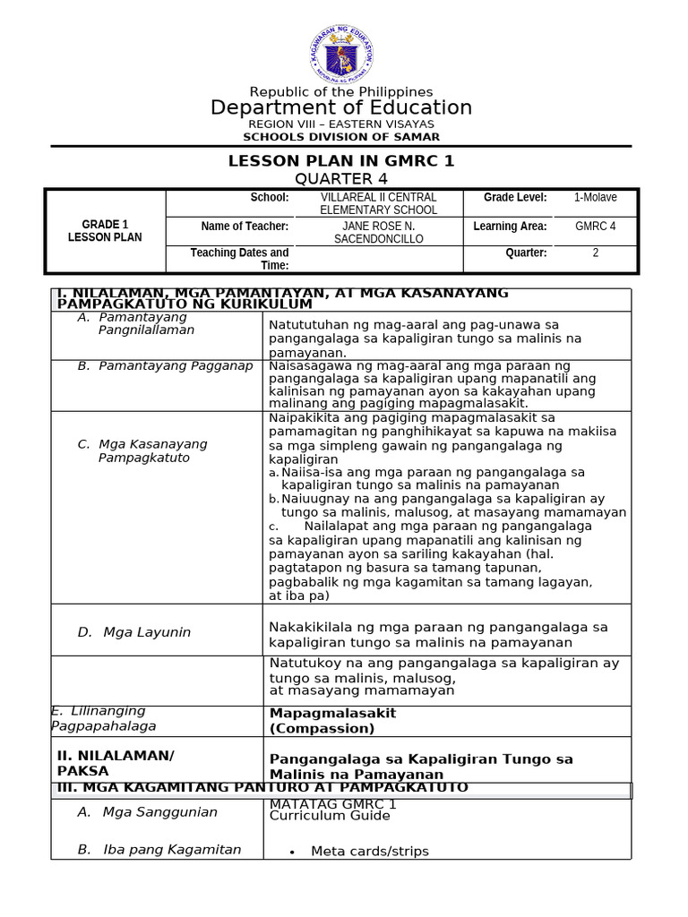 DLL Matatag - GMRC 1 - q4 - w6 | PDF