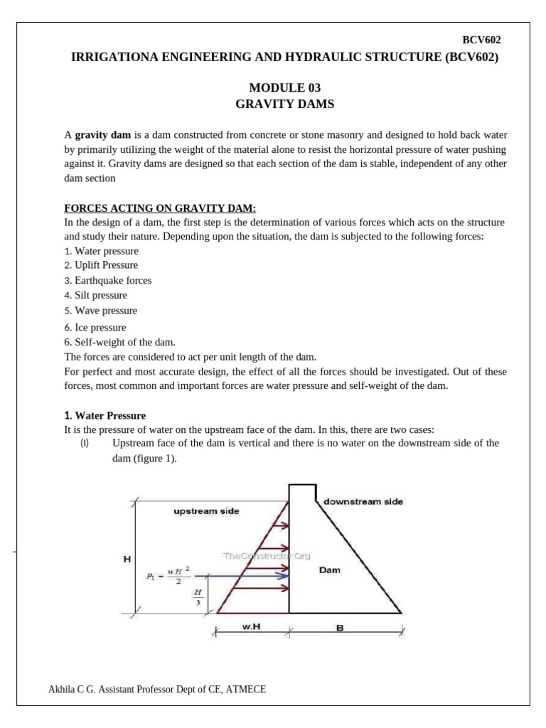 Gravity Dams: Design and Forces Analysis | PDF | Dam | Force