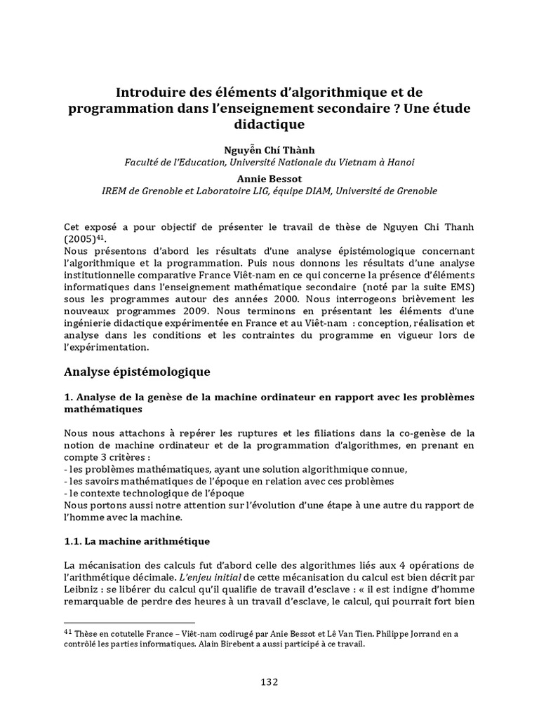 Algorithmique et Programmation en École | PDF | Programme informatique ...