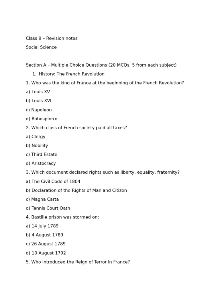 Class 9 Social Science Revision Notes | PDF | Government