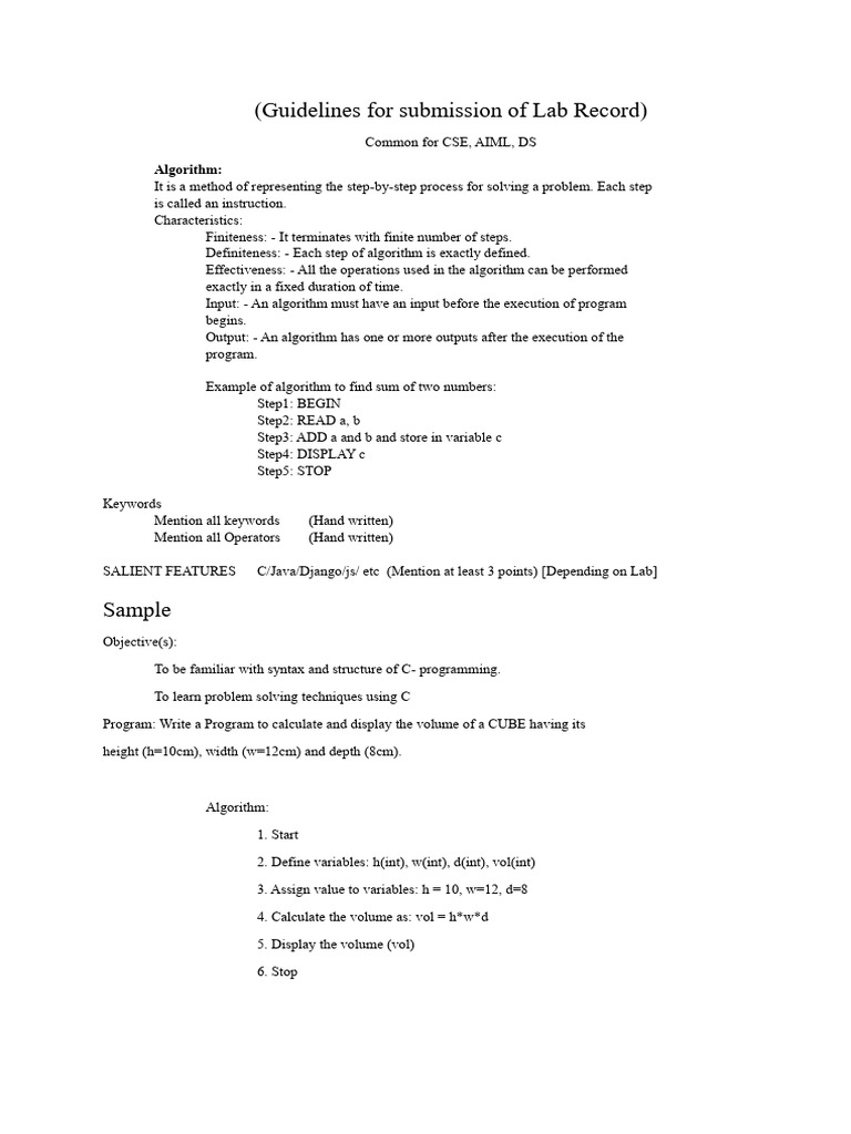 Lab Record Submission Guidelines | PDF | Algorithms | Software Engineering