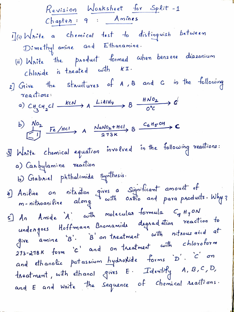 Chemical Reactions and Conversions of Amines | PDF | Amine | Molecules