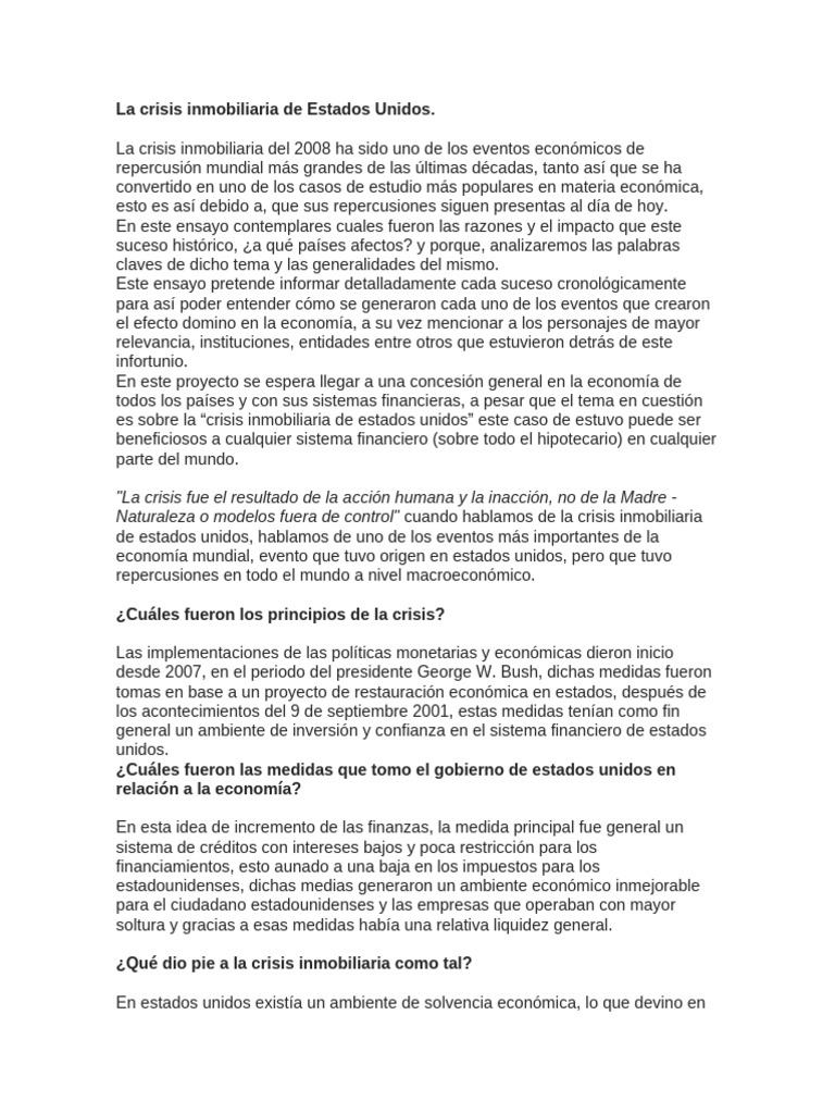 Impacto de la crisis inmobiliaria 2008 | PDF | Bancos | Deuda
