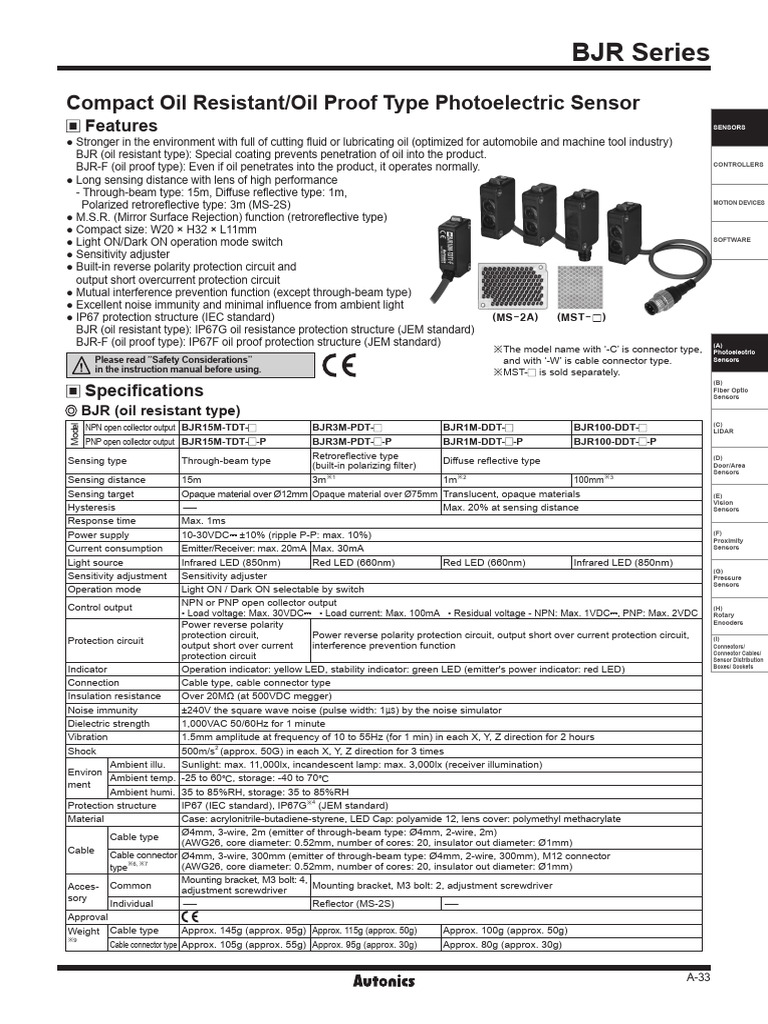 Oil-Resistant Photoelectric Sensors | PDF | Bipolar Junction Transistor ...
