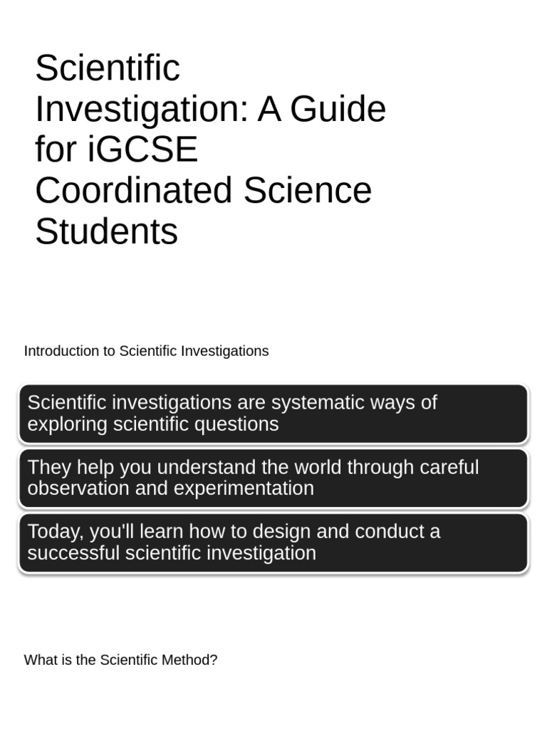 iGCSE Guide to Scientific Investigations | PDF | Experiment ...