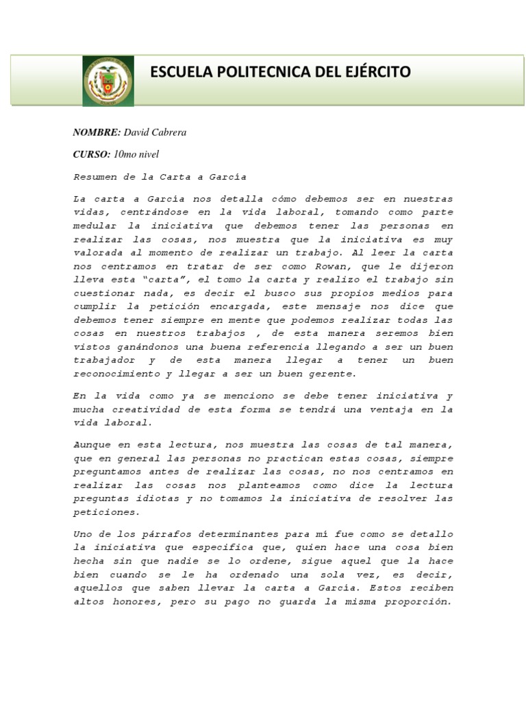Resumen Carta a Garcia