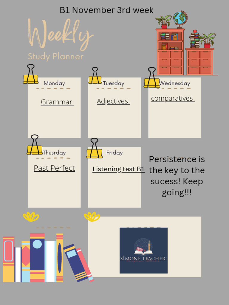 Weekly ESL Study Planner Guide | PDF