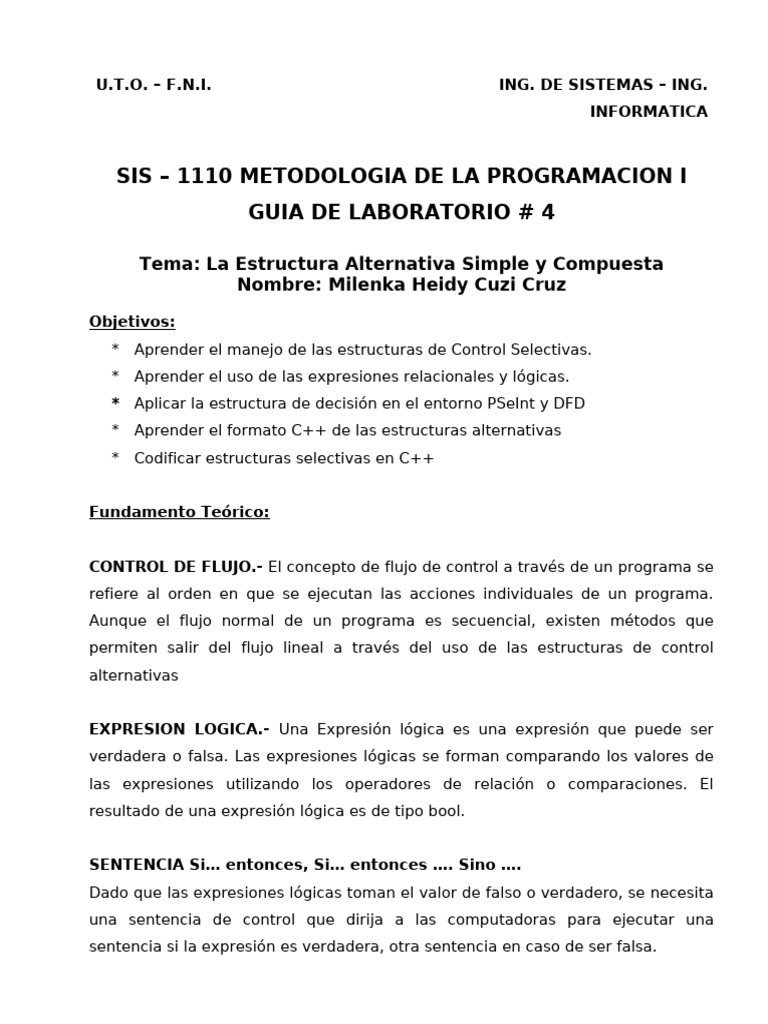 Estructuras Alternativas en C++ | PDF | Algoritmos | C