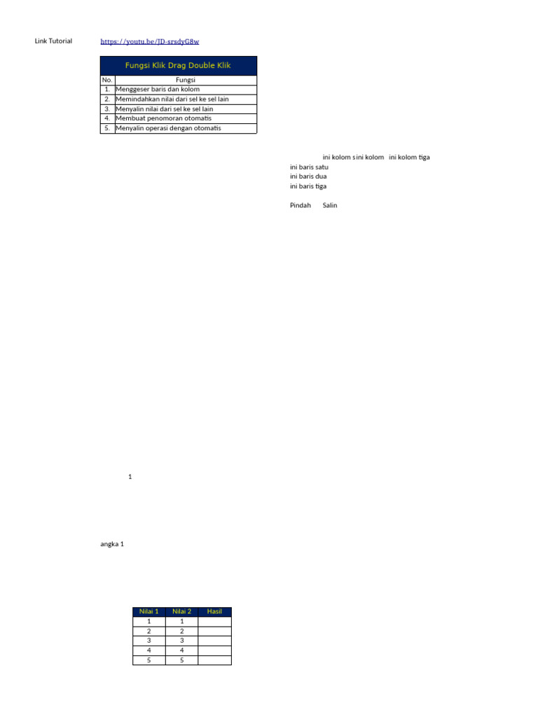 Tutorial Klik dan Drag di Excel | PDF