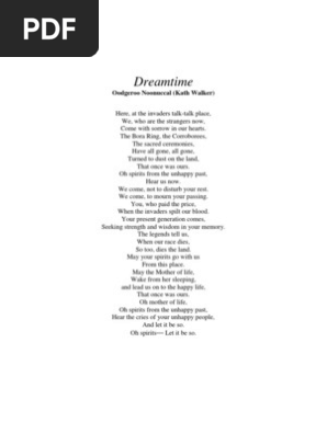 Dreamtime By Oodgeroo Analysis Indigenous Australians Indigenous Peoples