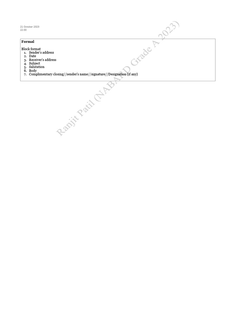 Letter Writing Guide for NABARD Officers | PDF