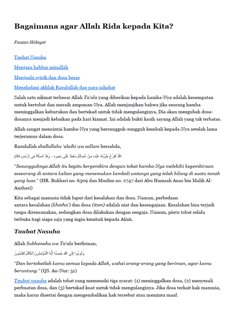 Cara Meraih Rida Allah dalam Islam | PDF