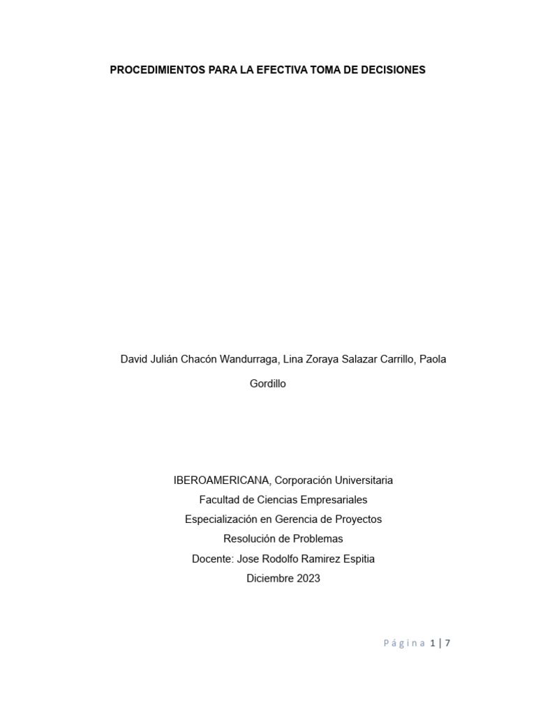 Actividad 7 - Procedimientos para La Efectiva Toma de Decisiones | PDF ...