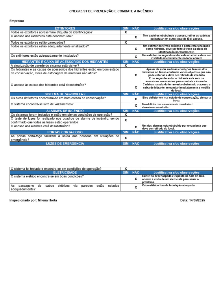Checklist de Segurança Contra Incêndio | PDF