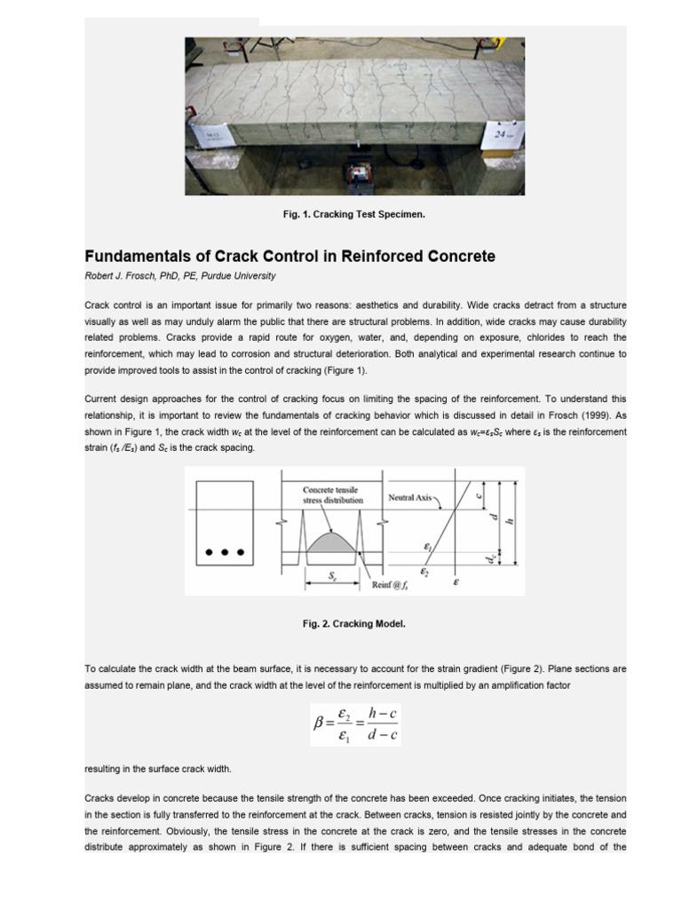 Crack Control in Reinforced Concrete | PDF | Fracture | Stress (Mechanics)