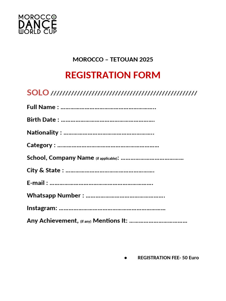Tetouan 2025 Registration Form | PDF | Chess Theory | Chess