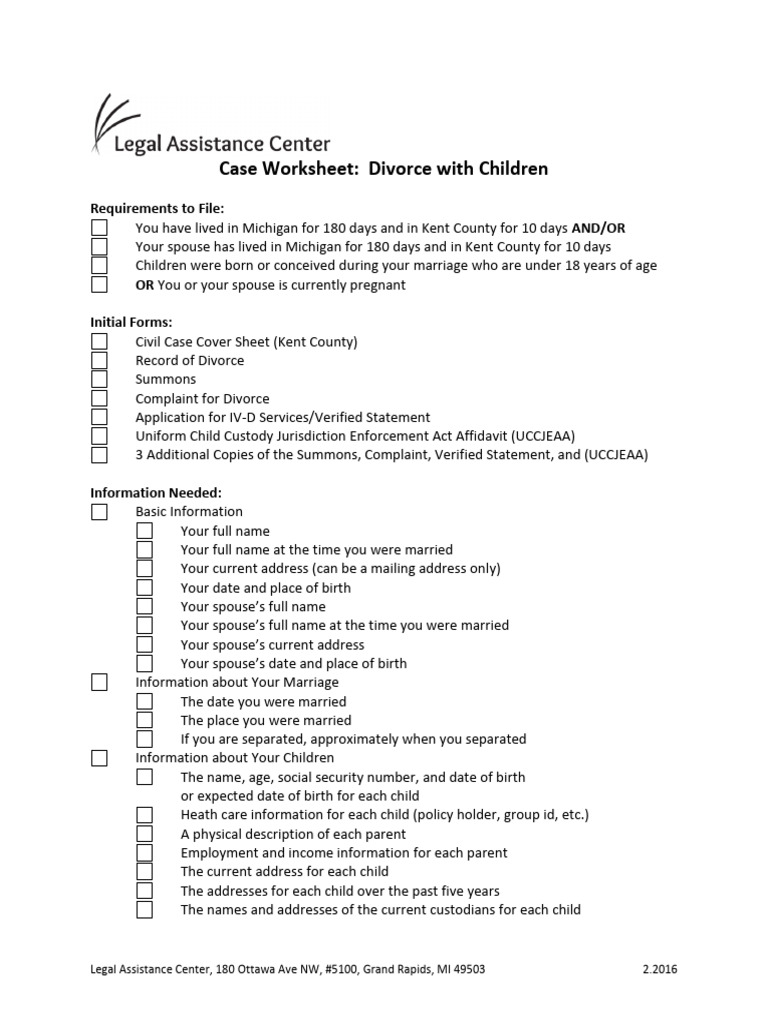 Divorce With Children Worksheet 3 | PDF | Debt | Divorce
