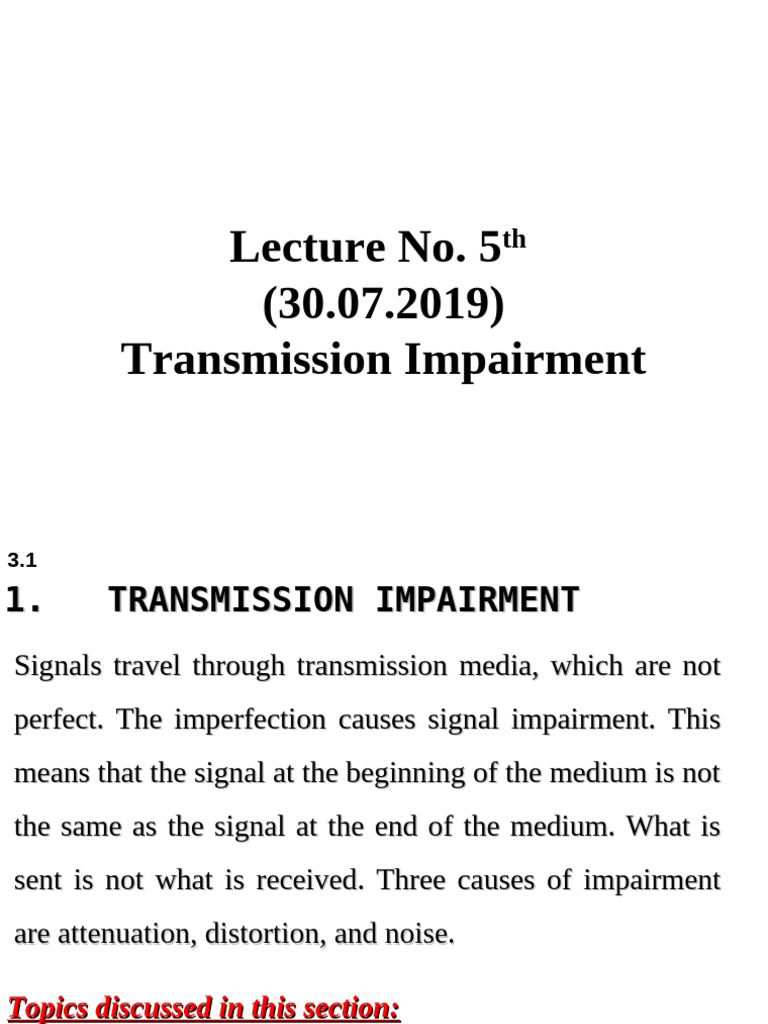 Understanding Transmission Impairment | PDF | Decibel | Signal To Noise ...