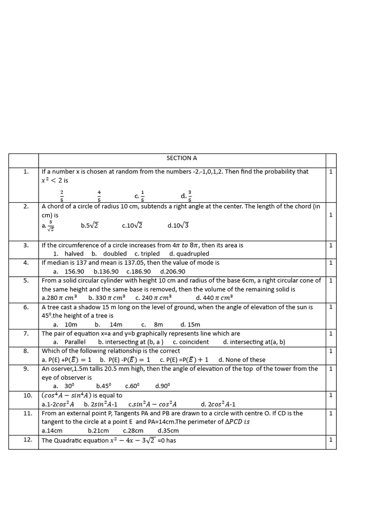 Class X Math Preboard Exam 2024-25 | PDF | Chess Theory | Chess