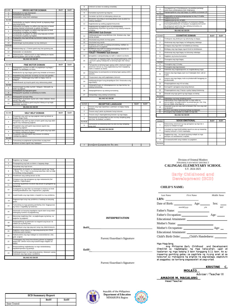 ECD Checklist Edited | PDF