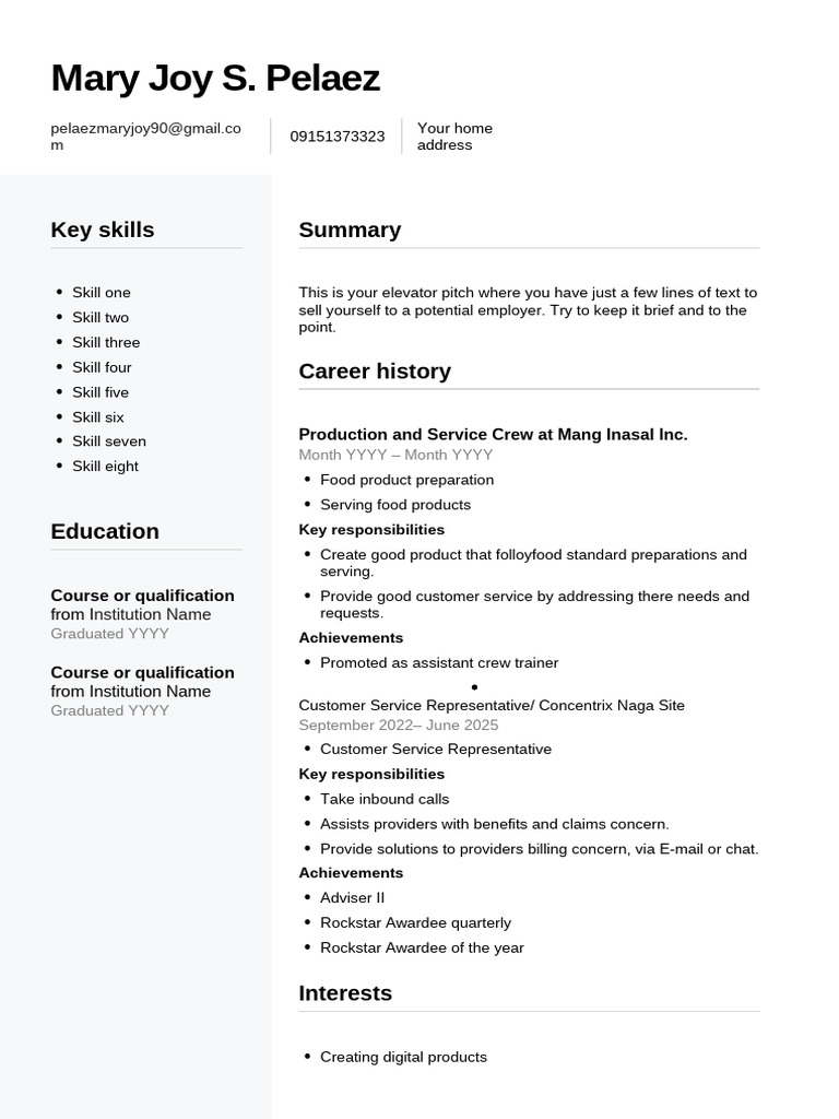 JobStreet Resume Template Guide | PDF