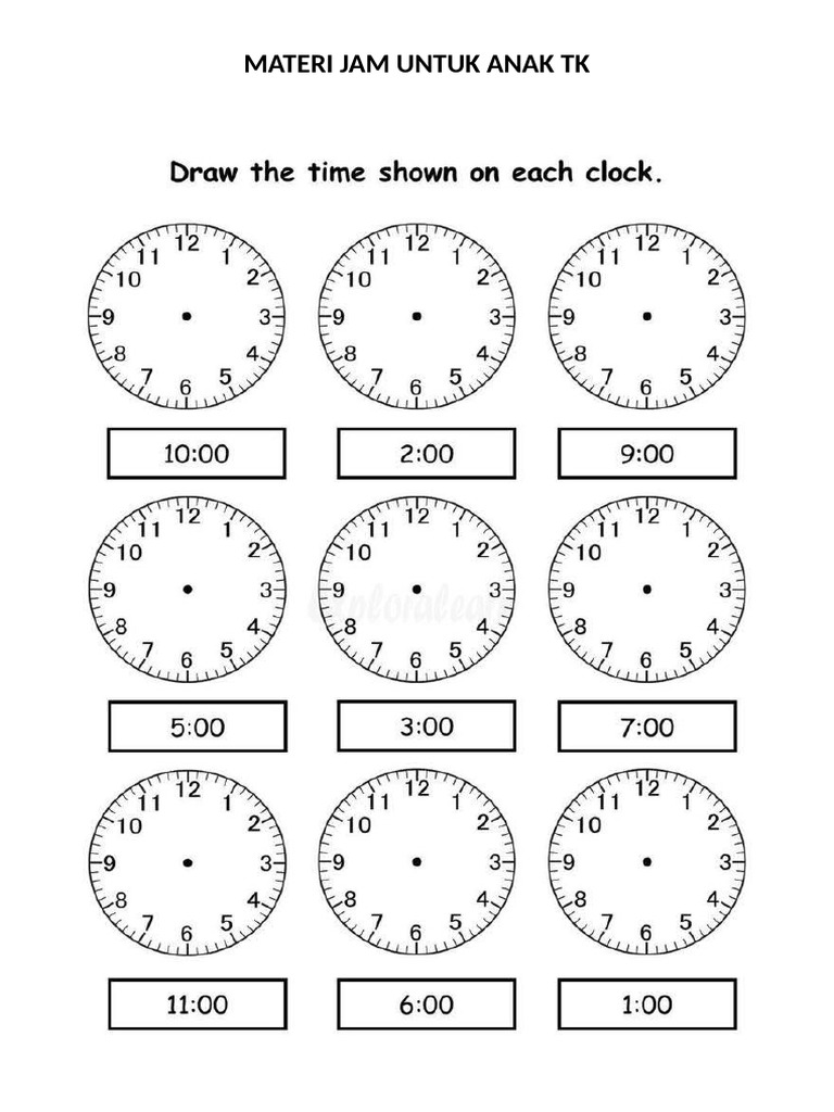 Materi Jam Untuk Anak TK | PDF