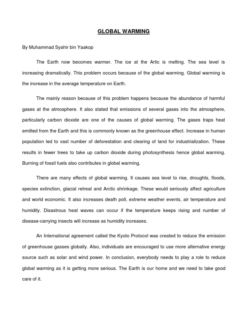 Expository Writing GLOBAL WARMING