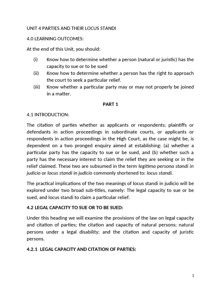 Understanding Locus Standi in Legal Proceedings | PDF | Standing (Law ...