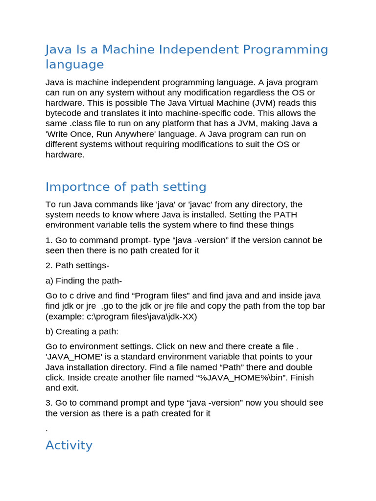 Java: Machine Independent Programming Guide | PDF | Java (Programming ...