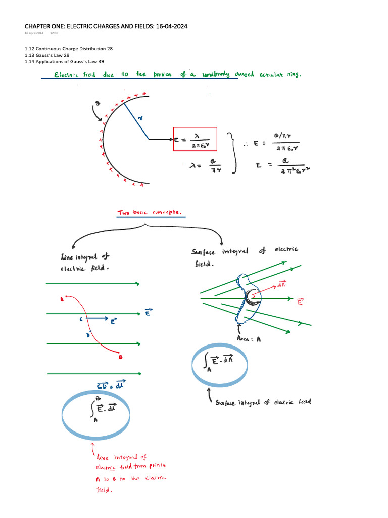 Chapter One Electric Charges and Fields 16-04-2024 | PDF