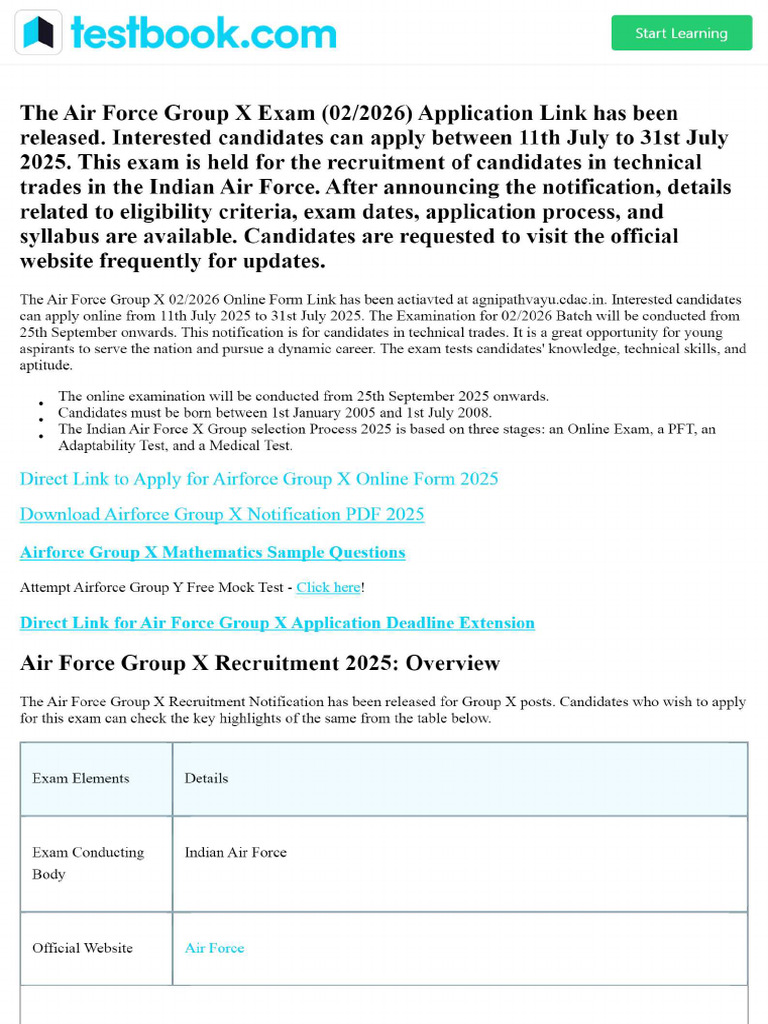 Air Force Group X Exam 2025exam Info | PDF
