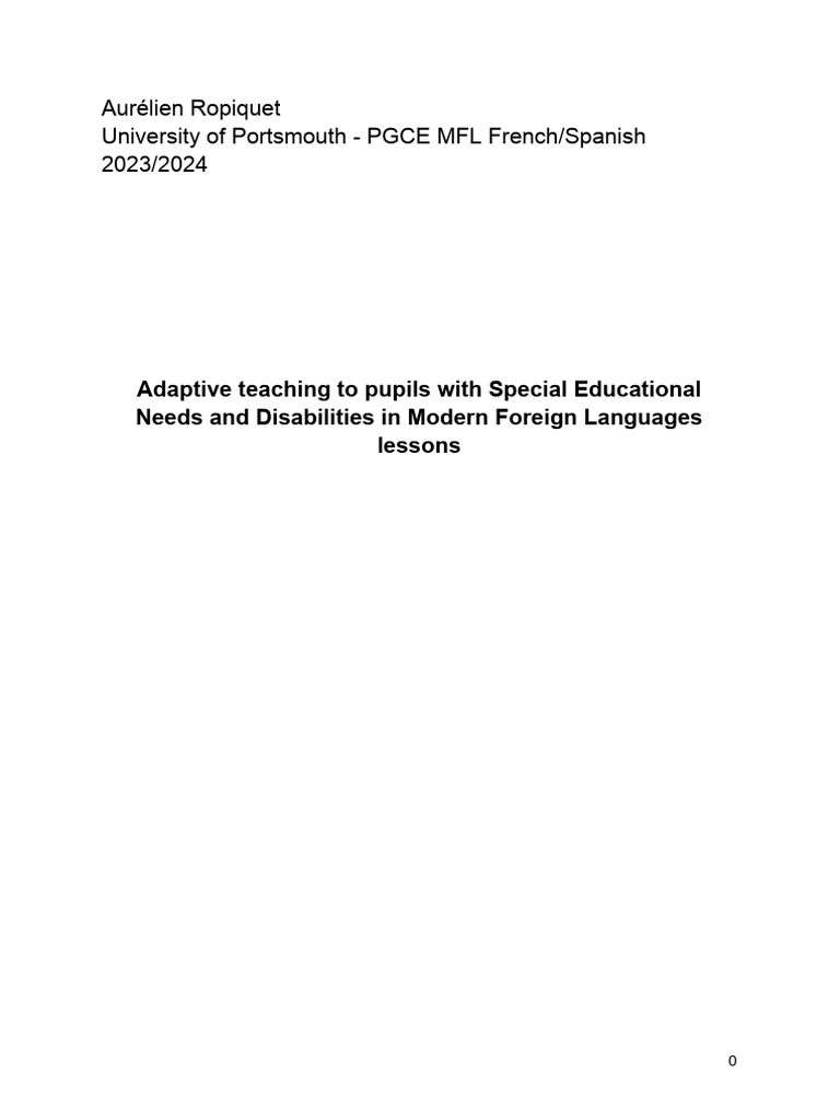 Adaptive Teaching To Pupils With SEND | PDF | Language Education | Teachers