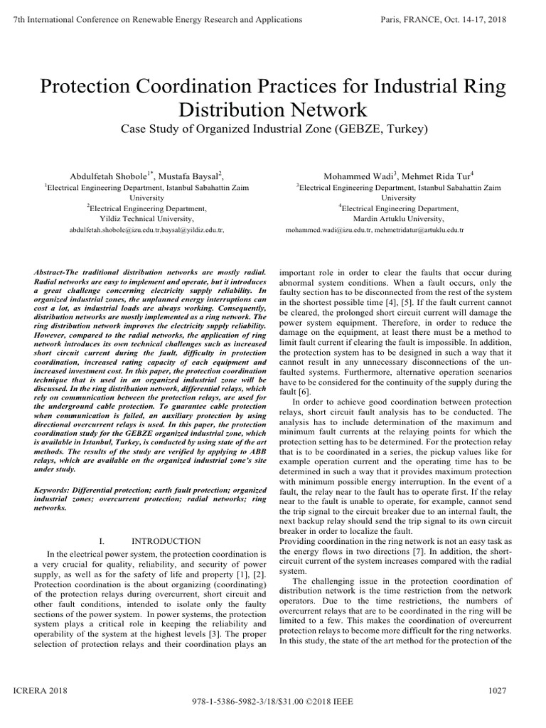 Protection Coordination in GEBZE Ring Network | PDF | Relay ...