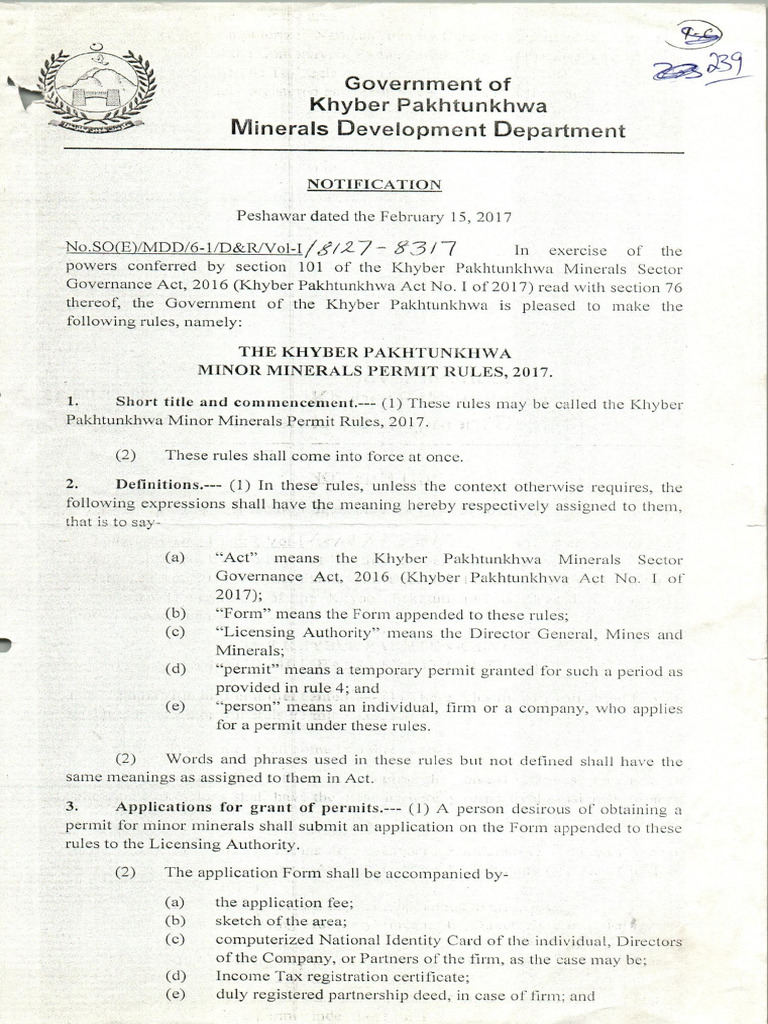 KP Minor Minerals Permit Rules 2017 | PDF