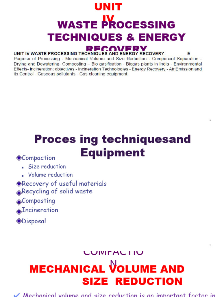 Energy Recovery in Waste Processing Techniques | PDF | Incineration ...