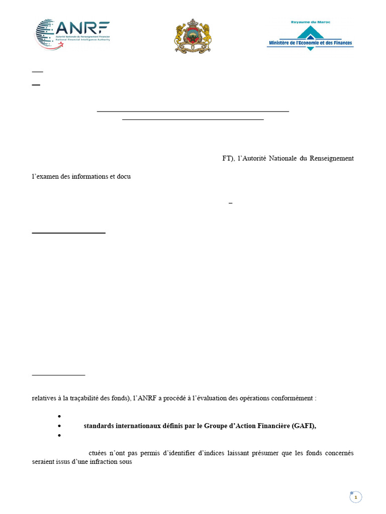 Attestation de conformité LCB-FT ANRF | PDF | Blanchiment d'argent | Maroc