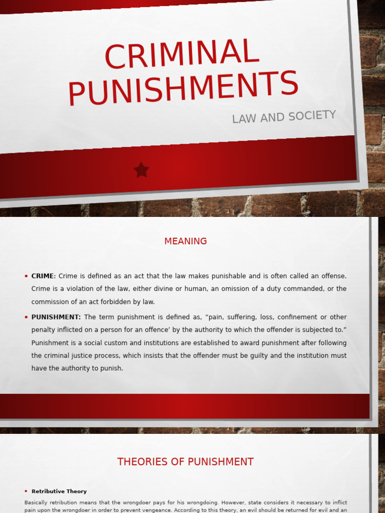 Unit II-Criminal Punishments Meaning and Theories | PDF | Punishments ...