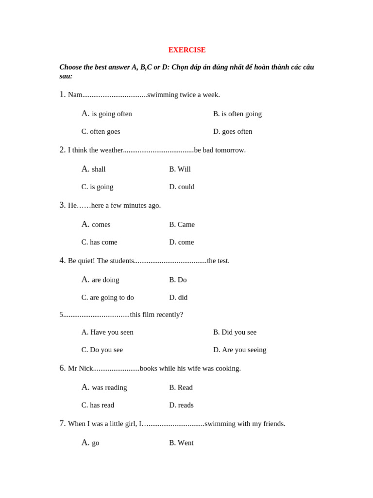English Grammar Exercise Quiz | PDF | Chess | Chess Theory