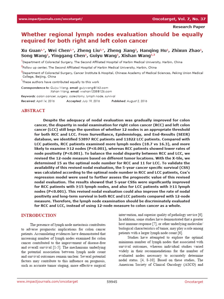 123.whether Regional Lymph Nodes Evaluation Should Be Equally Required ...