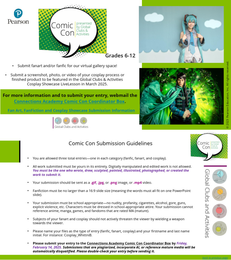 Comic Con Submission Guidelines for Students | PDF