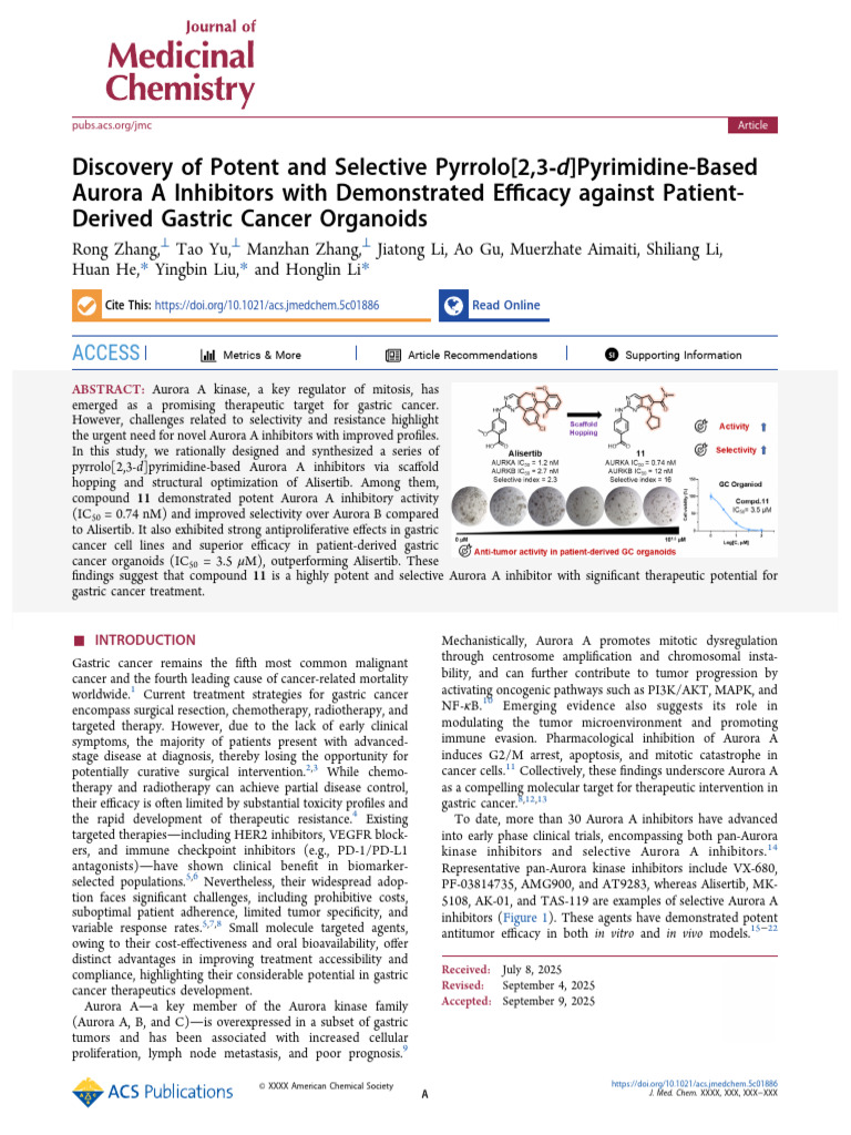 Zhang Et Al 2025 Discovery of Potent and Selective Pyrrolo 2 3 D ...