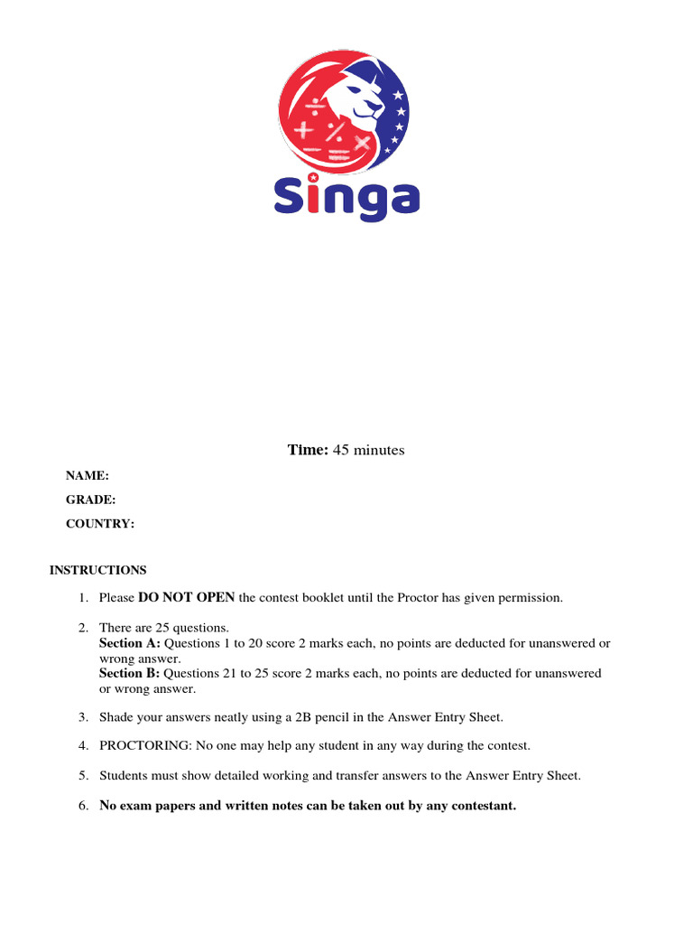 SINGA Maths 2022 G 7-8 Advanced (Answered) | PDF | Number Theory ...