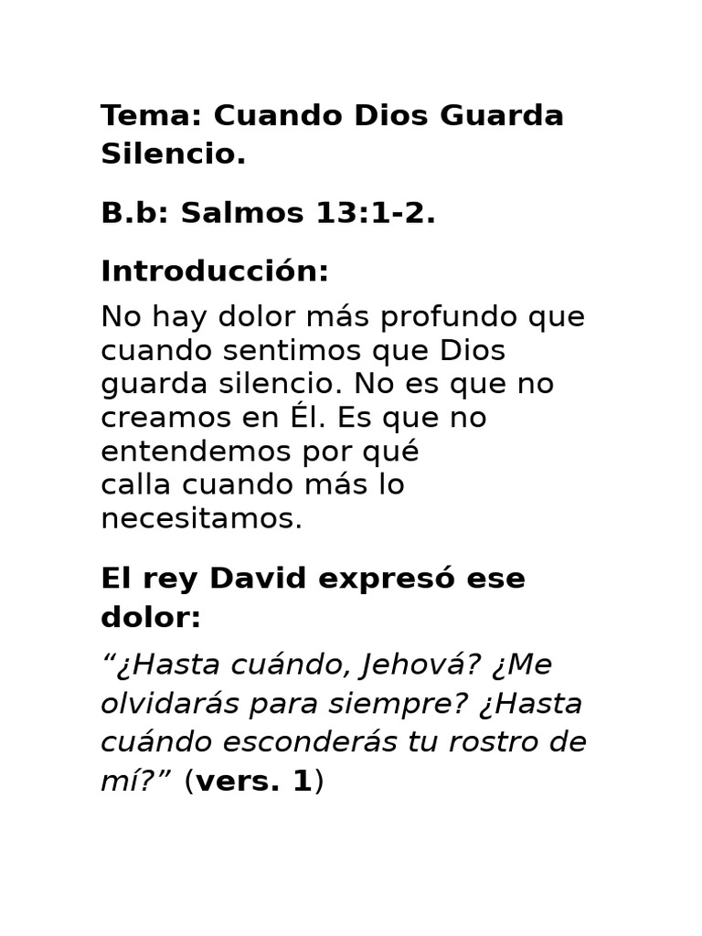 El Silencio de Dios: Confianza y Fe | PDF | Salmos | Dios