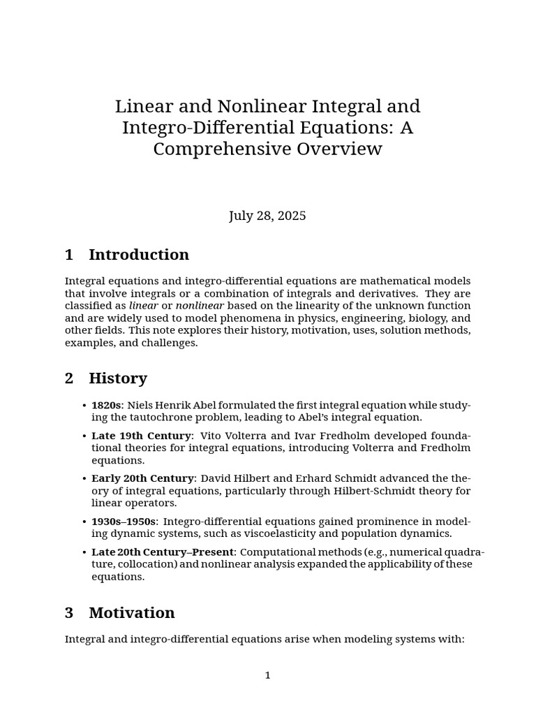 Integral and Integro-Differential Equations Overview | PDF | Teaching ...